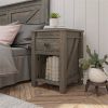 Farmhouse Bedroom Nightstand in Rustic Grey Oak
