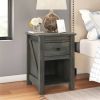 Farmhouse Bedroom Nightstand in Rustic Grey Oak