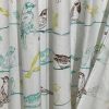 Cotton Fabric Shower Curtain with Teal Beige Black Birds