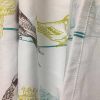 Cotton Fabric Shower Curtain with Teal Beige Black Birds
