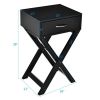 X-Shape Nightstand End Table in Black