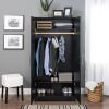 Black Bedroom Armoire Cabinet with Hanging Rail