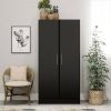 Black Bedroom Armoire Cabinet with Hanging Rail