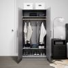 Bedroom Armoire with Hanging Rail in Light Grey Wood Finish