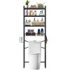 Industrial Over the Toilet Shelving Unit in Metal Black Wood
