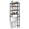 Industrial Over the Toilet Shelving Unit in Metal Black Wood