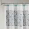 Shower Curtain with Teal Blue Grey Cream White Paisley Pattern