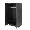 Bedroom Armoire with Hanging Rail in Black Wood Finish