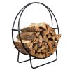 Modern Black Metal Firewood Holder Log Rack