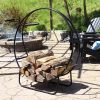 Modern Black Metal Firewood Holder Log Rack