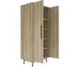 Mid-Century 2-Door Bedroom Armoire in Oak Wood Finish