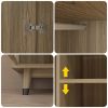 Mid-Century 2-Door Bedroom Armoire in Oak Wood Finish
