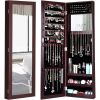 Dark Brown Wall Mounted Jewelry Organizer Full Length Mirror