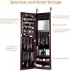 Dark Brown Wall Mounted Jewelry Organizer Full Length Mirror