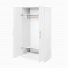 Bedroom Armoire with Hanging Rail in White Wood Finish