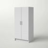 Bedroom Armoire with Hanging Rail in White Wood Finish