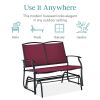 Patio Loveseat Swing Glider Rocker with Armrests in Burgundy Red