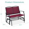 Patio Loveseat Swing Glider Rocker with Armrests in Burgundy Red