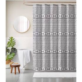 Shower Curtain with Black White Scandinavian Chevron Pattern