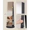 Black Wood Jewelry Armoire Freestanding Rotating Mirror