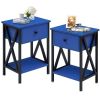 Rustic Nightstand in Dark Blue and Black