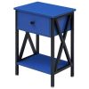 Rustic Nightstand in Dark Blue and Black