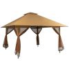 Brown 13 x 13 Ft Outdoor Canopy w/ Mesh Mosquito Netting Sidewalls