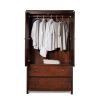 Solid Wood Bedroom Armoire with Hanging Bar in Cherry Finish