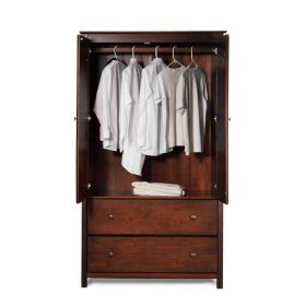 Solid Wood Bedroom Armoire with Hanging Bar in Cherry Finish