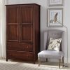Solid Wood Bedroom Armoire with Hanging Bar in Cherry Finish