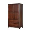 Solid Wood Bedroom Armoire with Hanging Bar in Cherry Finish