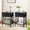 Rustic Black Nightstand with X-Shaped Sides