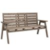 Farmhouse Fir Wood Patio Bench with Folding Center Table