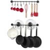 Black Metal Wall Mounted Pot Rack with 20 Hanging Hooks
