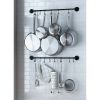 Black Metal Wall Mounted Pot Rack with 20 Hanging Hooks
