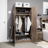 Bedroom Armoire with Hanging Rail in Grey Brown Wood Finish