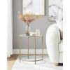 Modern Glass Top Metal End Table in Gold