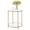 Modern Glass Top Metal End Table in Gold