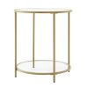 Modern Glass Top Metal End Table in Gold