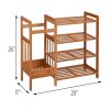 4-Shelf Bamboo Shoe Rack and Umbrella Holder Metal Frame and Brown Wood Top