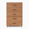 Modern Farmhouse Solid Wood 5 Drawer Bedroom Chest - Light Brown