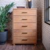 Modern Farmhouse Solid Wood 5 Drawer Bedroom Chest - Light Brown