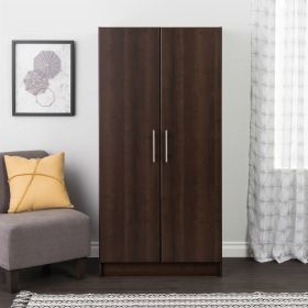 Bedroom Armoire with Hanging Rail in Dark Brown Wood Finish