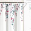 Floral Shower Curtain in White Blue Coral Watercolor