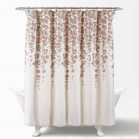 Floral Flowers Shower Curtain in Tan Purple Grey