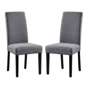 Modern Grey Dining Chair with Black Wood Legs