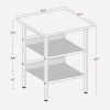 Modern Nightstand in Black Metal with Grey Beige Wood Top
