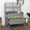 2 Tier Self Draining Grey Garden Bed Planter Box with Trellis