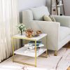 Modern Gold Metal White Wood Top Nightstand