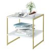 Modern Gold Metal White Wood Top Nightstand